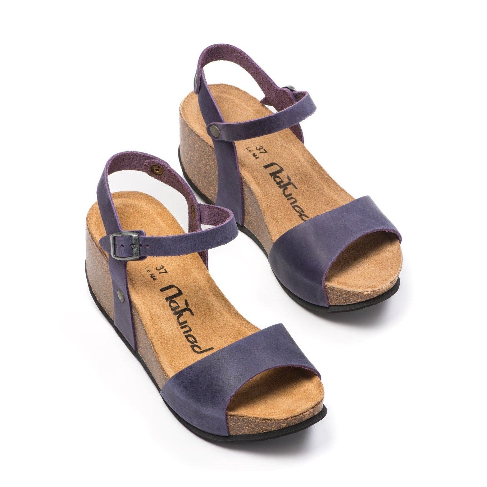 CH10 - NATUNED Sandalo a fascia larga con cinturino regolabile e zeppa da donna plantare in lattice anatomico comfort