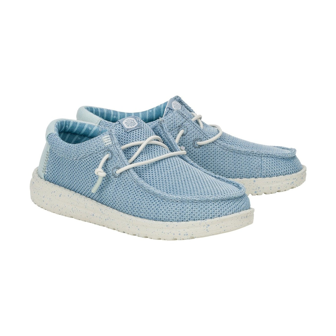 Dettaglio della trama tecnica Stretch Sox e dei lacci elastici bianchi Easy-On.