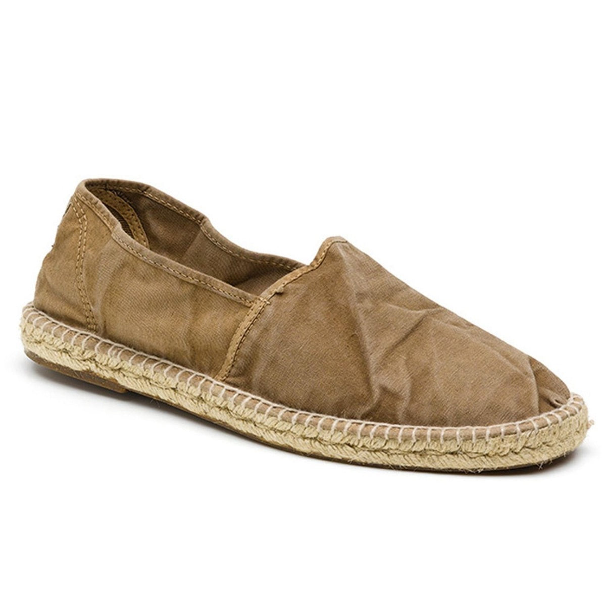 Espadrilla Natural World Old Trebol uomo in cotone organico finitura vintage Old con suola in iuta vista laterale