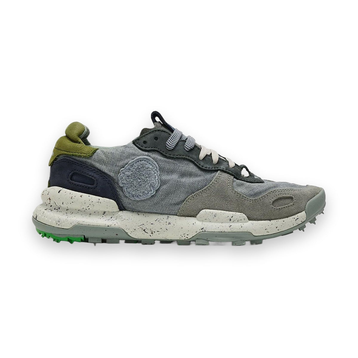 Satorisan Chacrona Linen sneaker unisex in lino e pelle — vista laterale