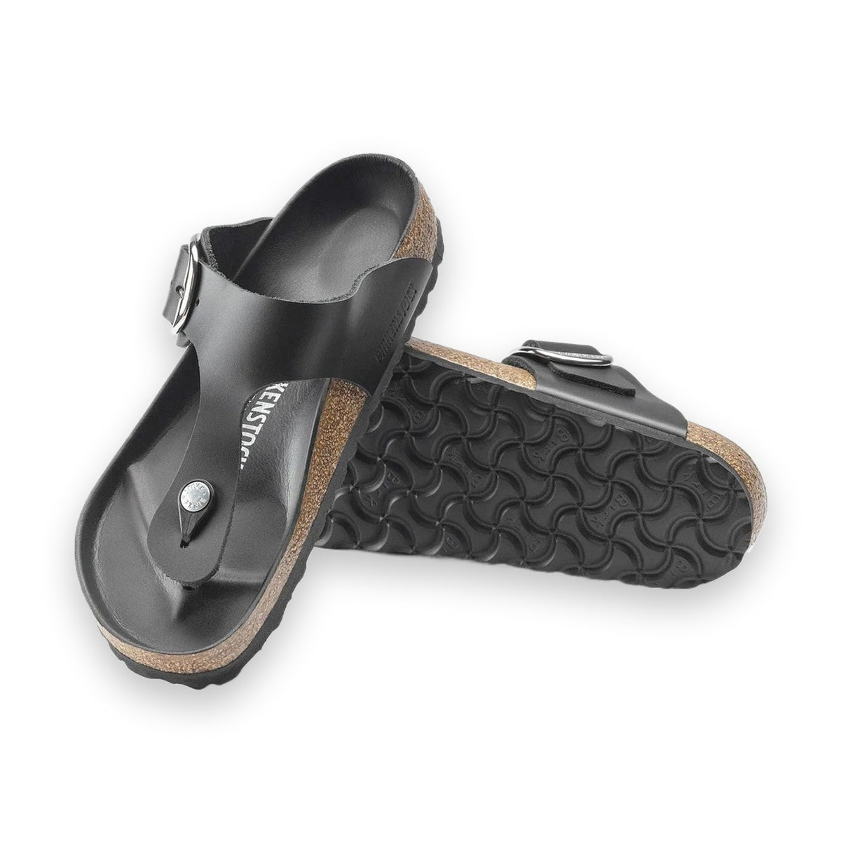 Plantare Semi-Exquisit rivestito in pelle liscia coordinata Birkenstock Gizeh Big Buckle