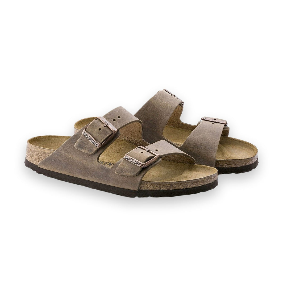 Birkenstock Arizona sandalo unisex sand in vista angolata con doppia fascia
