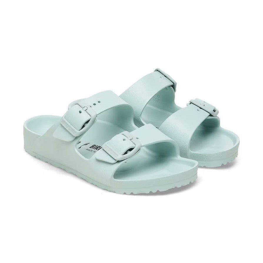 Birkenstock Arizona Kids EVA sandalo bambino verde acqua in vista angolata con doppia fascia