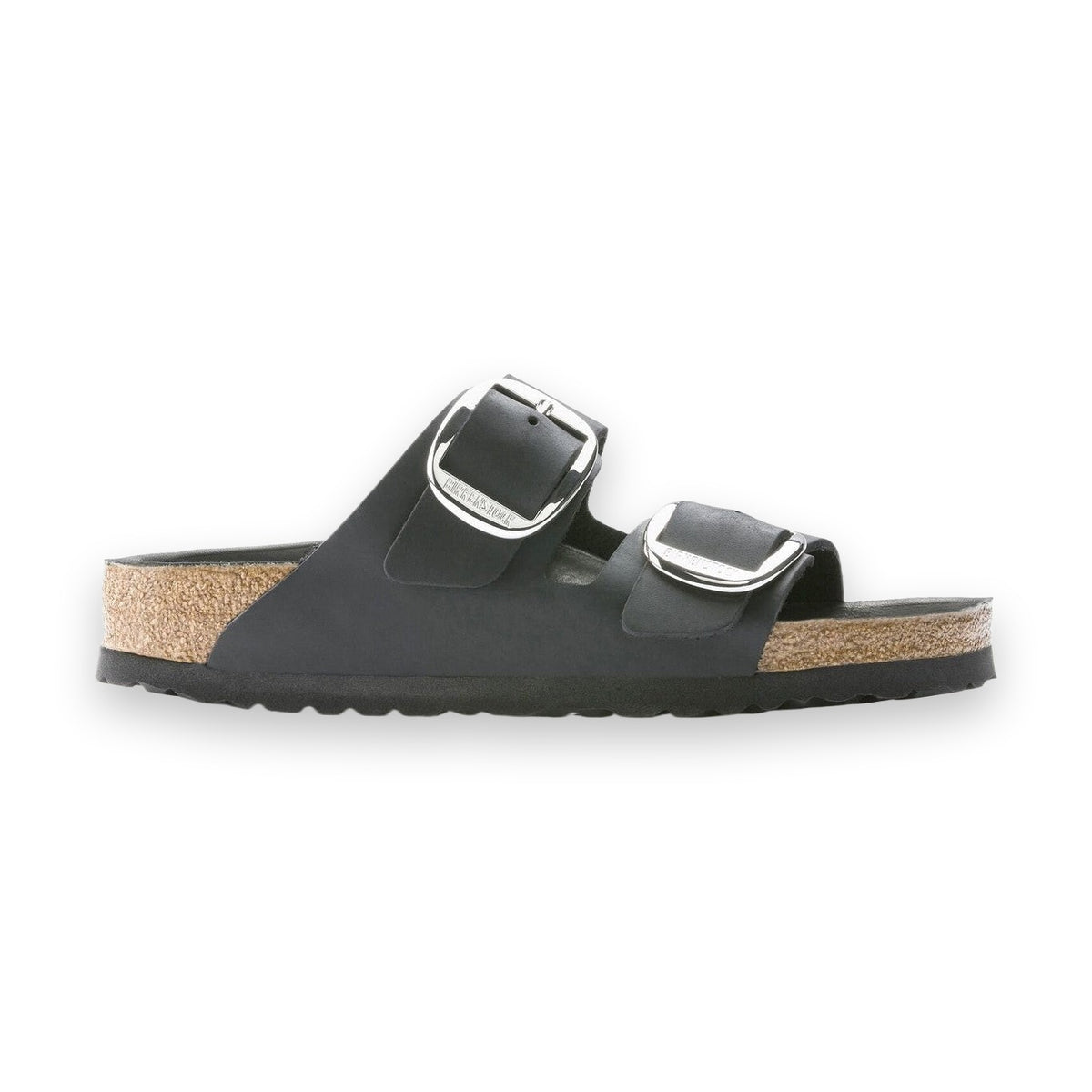 Sandalo Birkenstock Arizona Big Buckle donna in pelle oliata con maxi fibbie vista laterale
