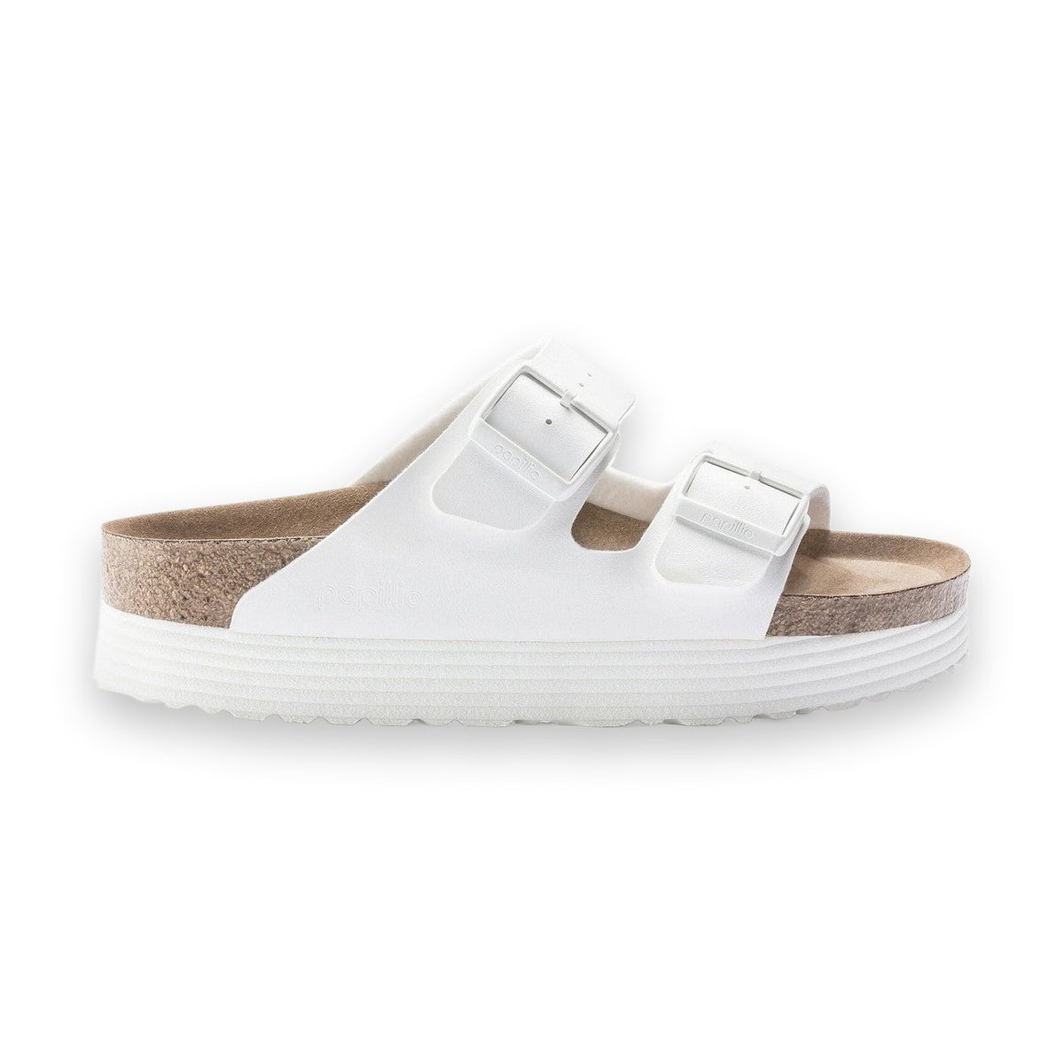Birkenstock Arizona Papillio Flex Platform donna bianchi vista laterale