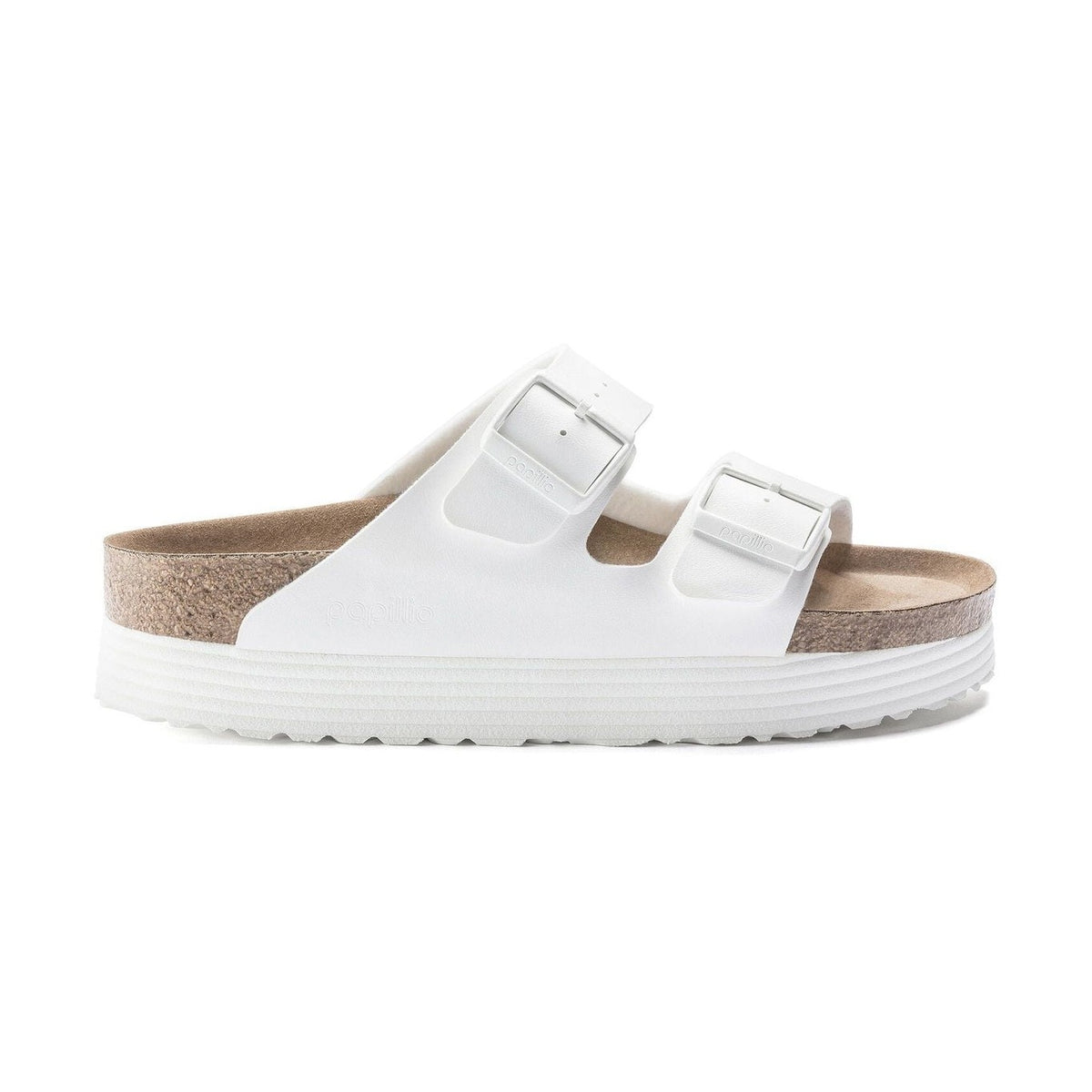 Birkenstock Arizona Papillio Flex Platform donna bianchi vista laterale