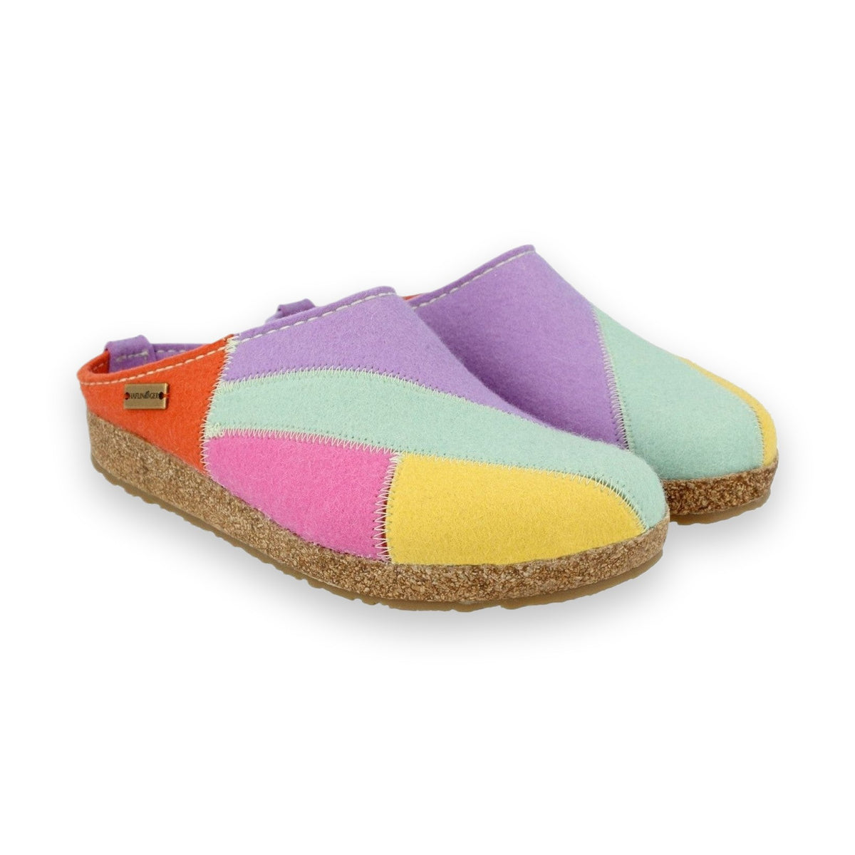 Haflinger Patchwork sabot unisex in feltro di lana — vista frontale