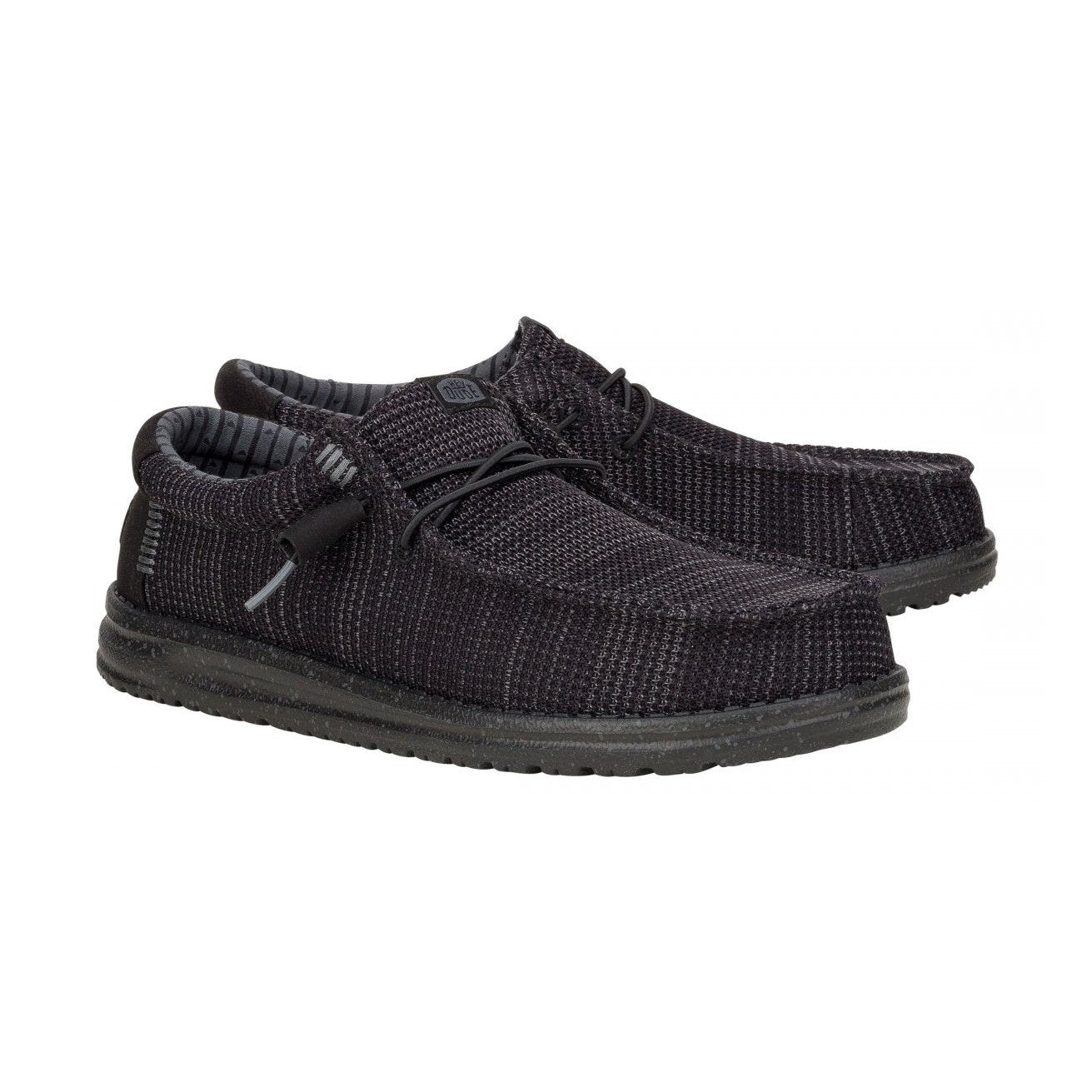 Mocassini da uomo HeyDude Wally Stretch Sox in tessuto elasticizzato nero