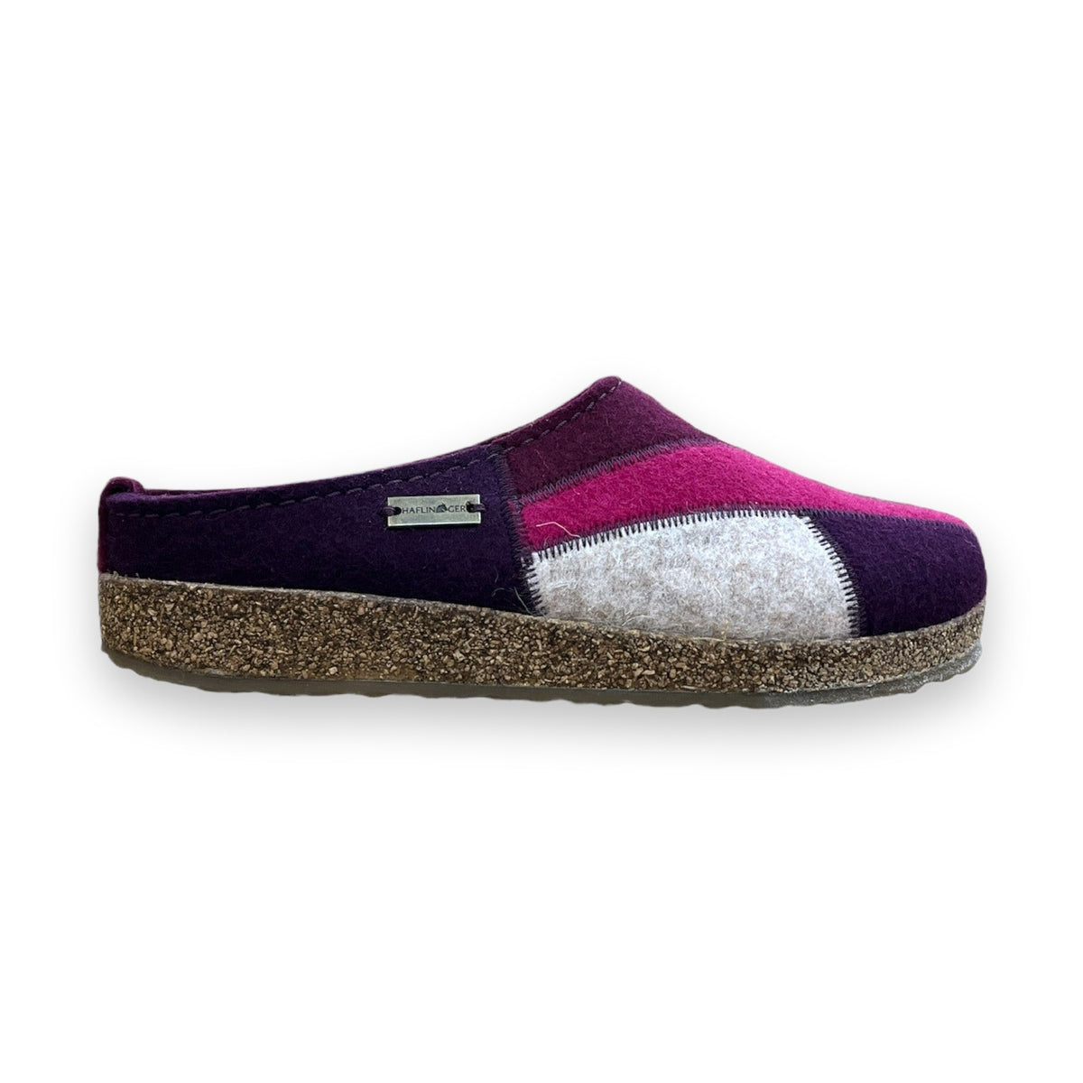 Haflinger Patchwork sabot unisex in feltro di lana — vista laterale