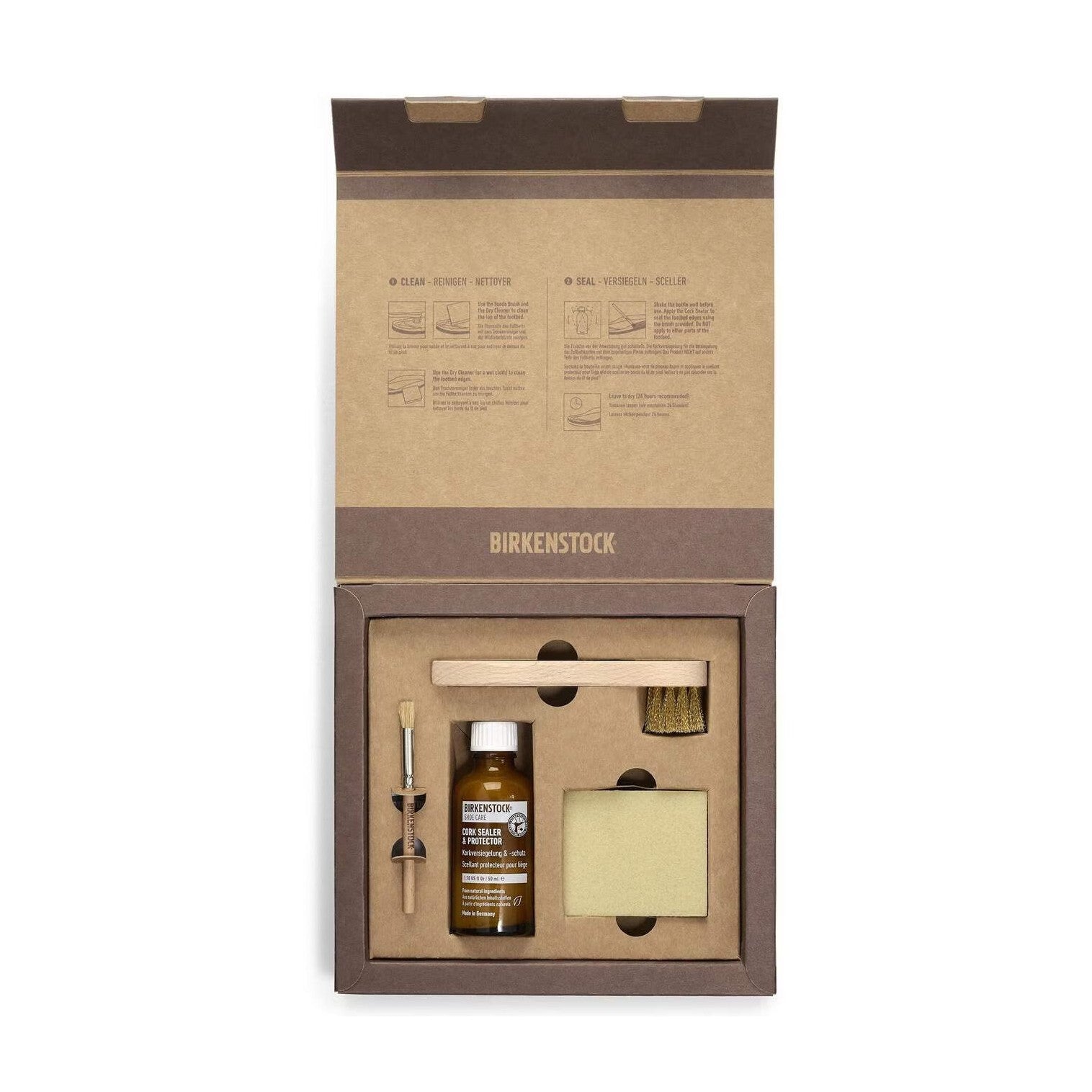 Birkenstock Footbed Care Set kit pulizia e manutenzione con Cork Sealer Suede Brush e Dry Cleaner