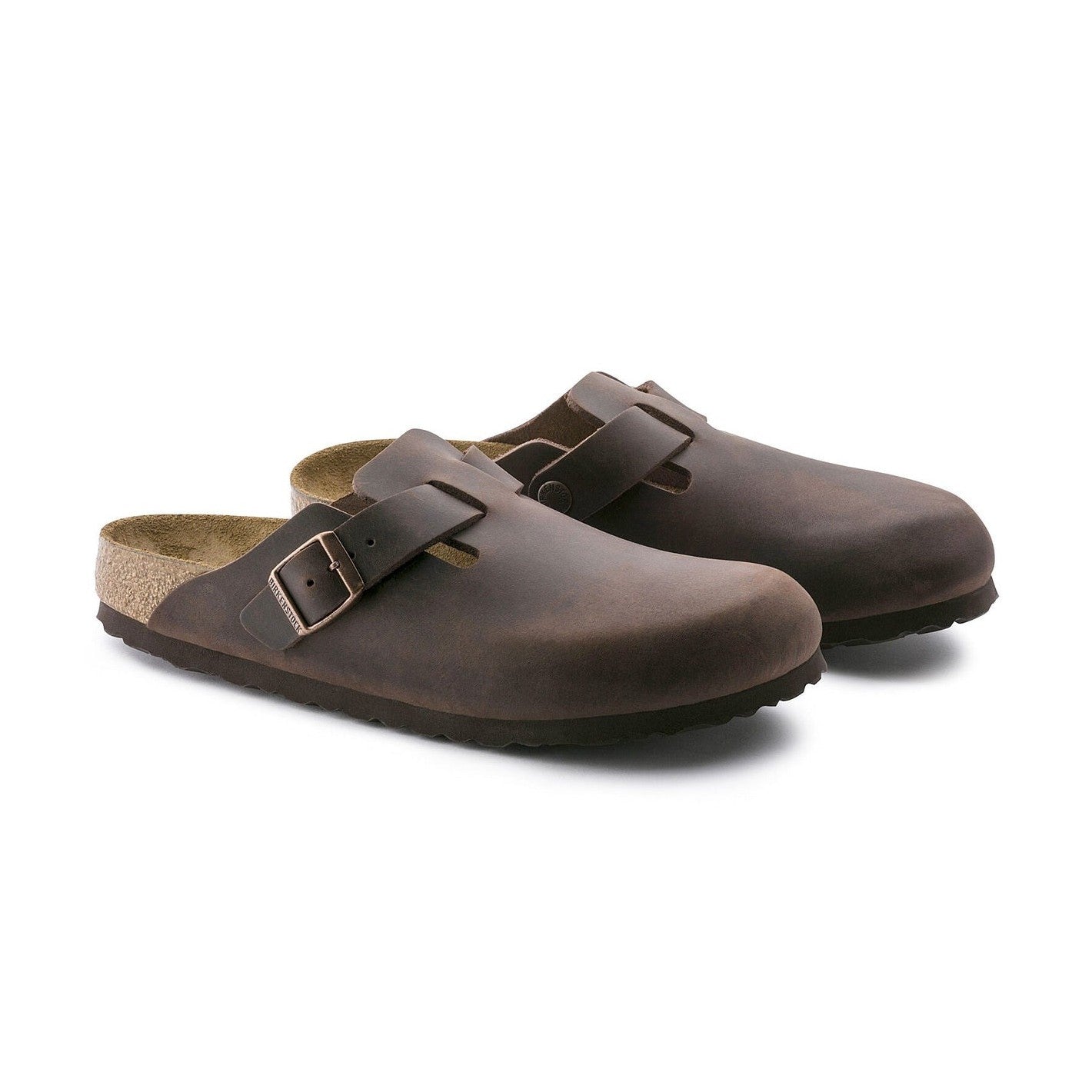 Birkenstock Boston unisex pelle oliata marrone vista angolata