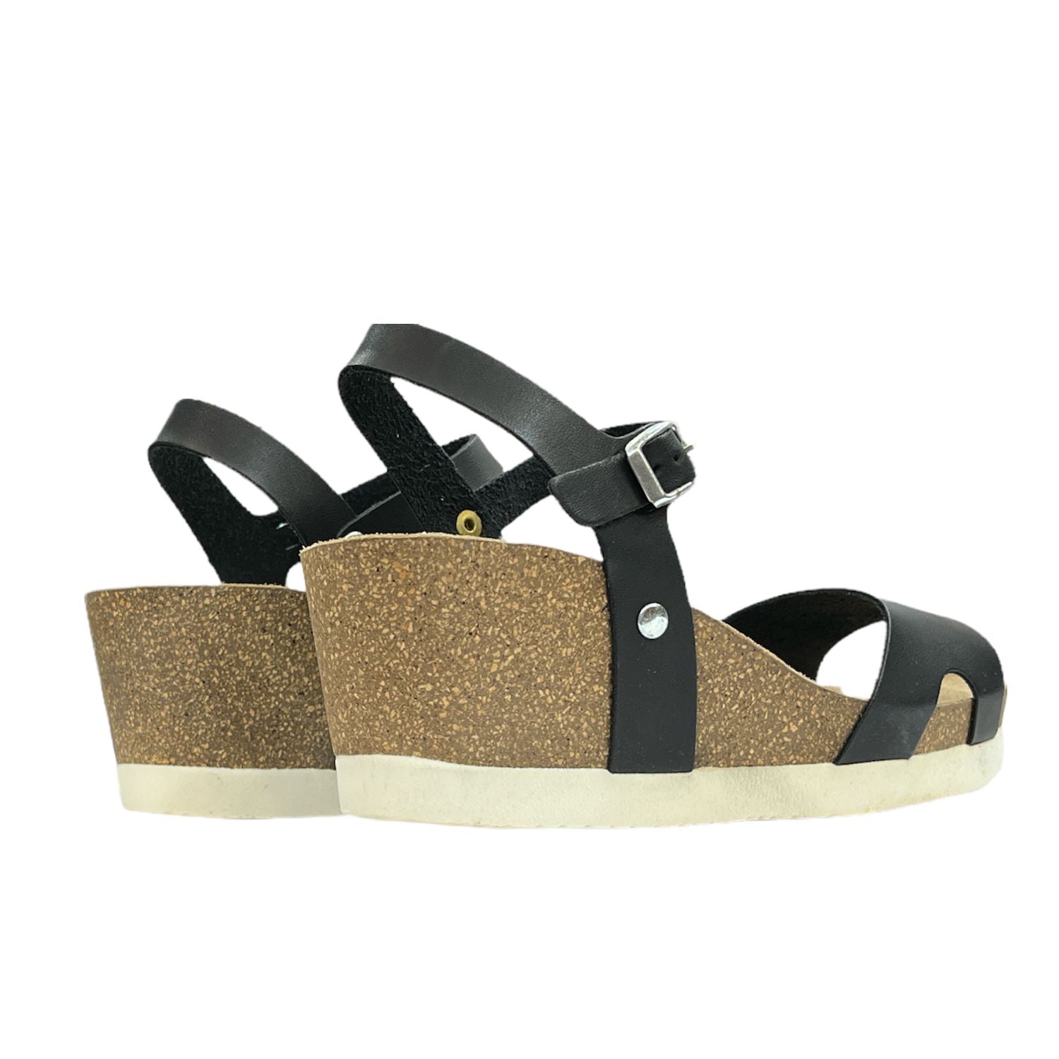 CH09 Sandalo a fascia larga con cinturino regolabile e zeppa da donna NATUNED plantare in lattice anatomico comfort