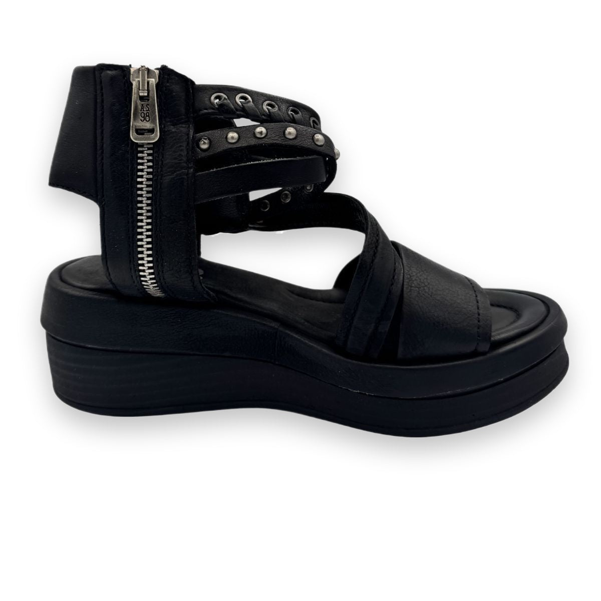Sandalo A.S.98 SALIS donna in pelle con zeppa vista laterale