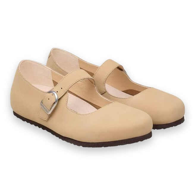 Birkenstock Santa Clarita ballerina donna in pelle naturale — vista tre quarti
