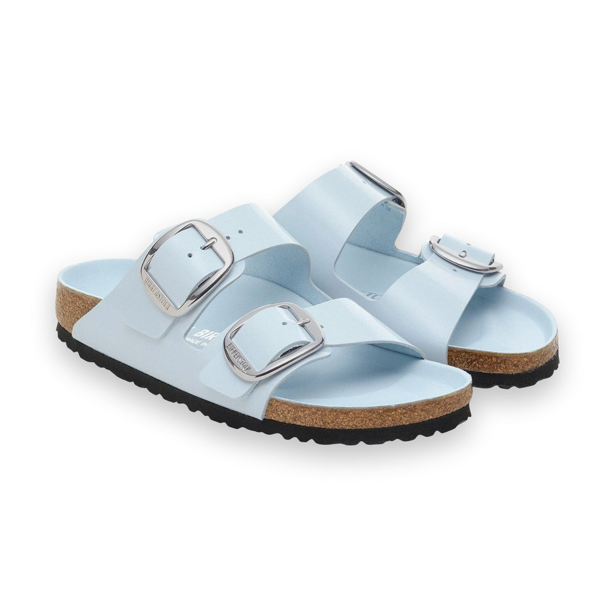 Due fasce in pelle verniciata con riflessi luminosi Birkenstock Arizona Big Buckle donna