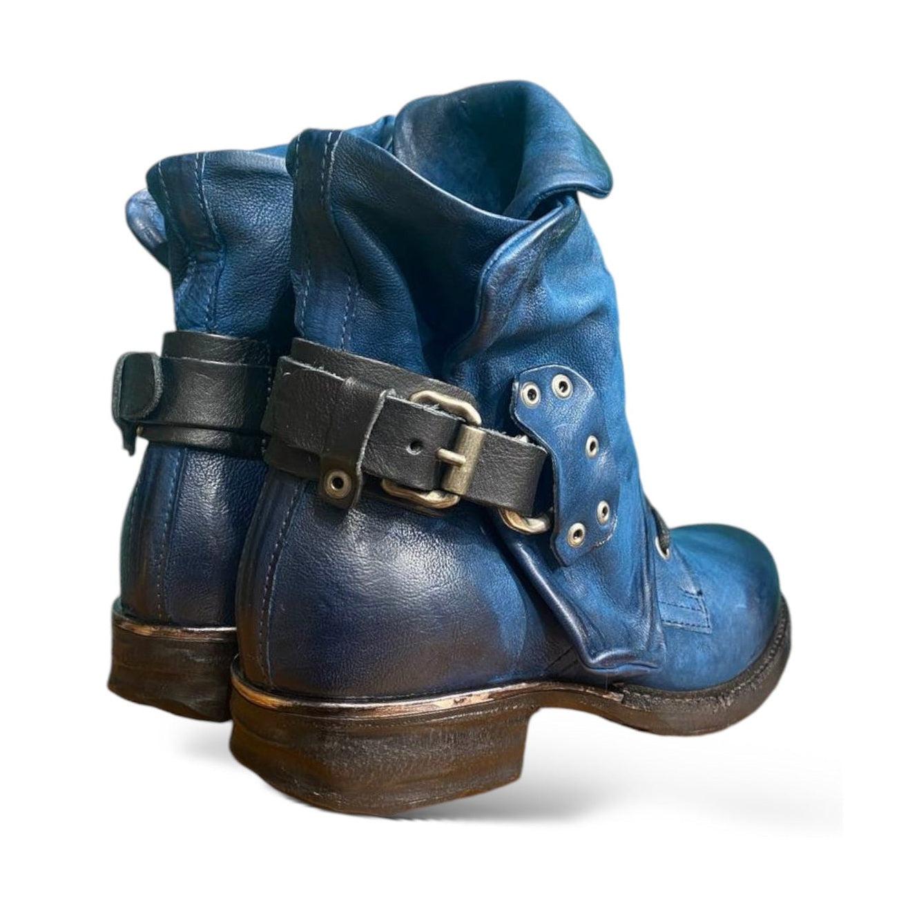 A.S.98 717204 Donna Stivaletto In Pelle Artigianale Vintage