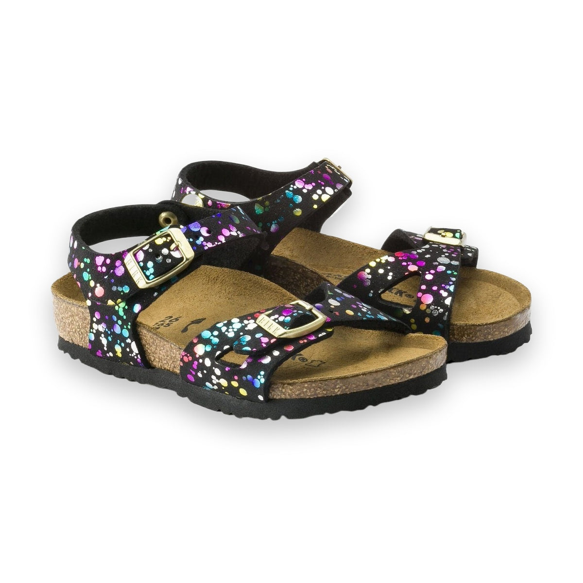 Due cinturini regolabili e cinturino al tallone per stabilità Birkenstock Rio Kids bambina