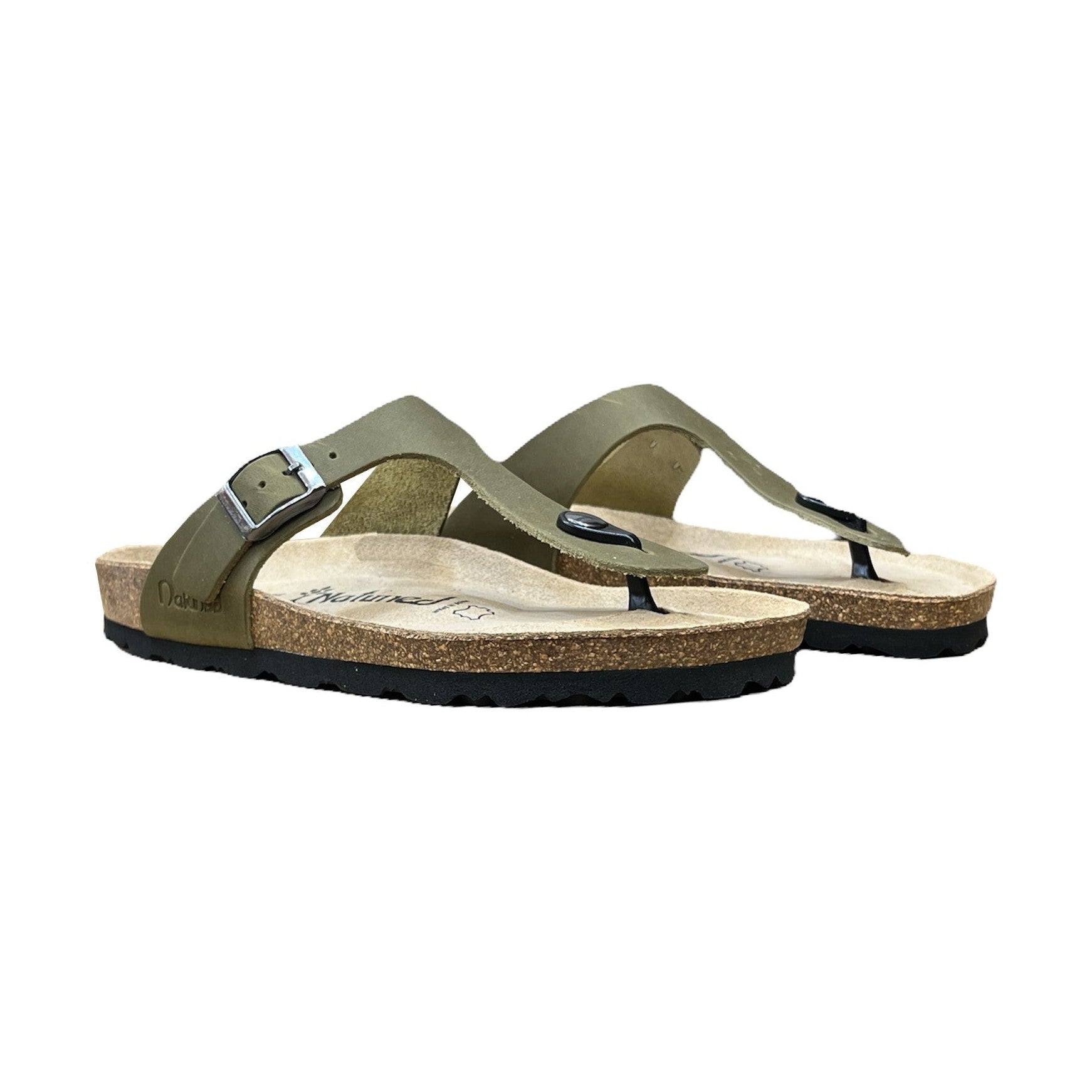 CH08 CUOIO Sandalo infradito con cinturino regolabile da donna e da uomo NATUNED plantare in lattice anatomico comfort