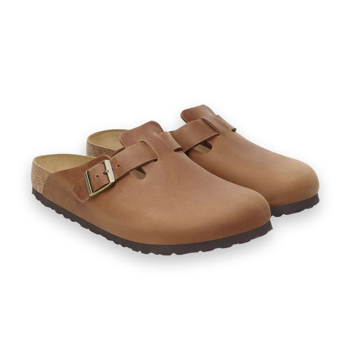Birkenstock Boston unisex pelle oliata cognac vista angolata