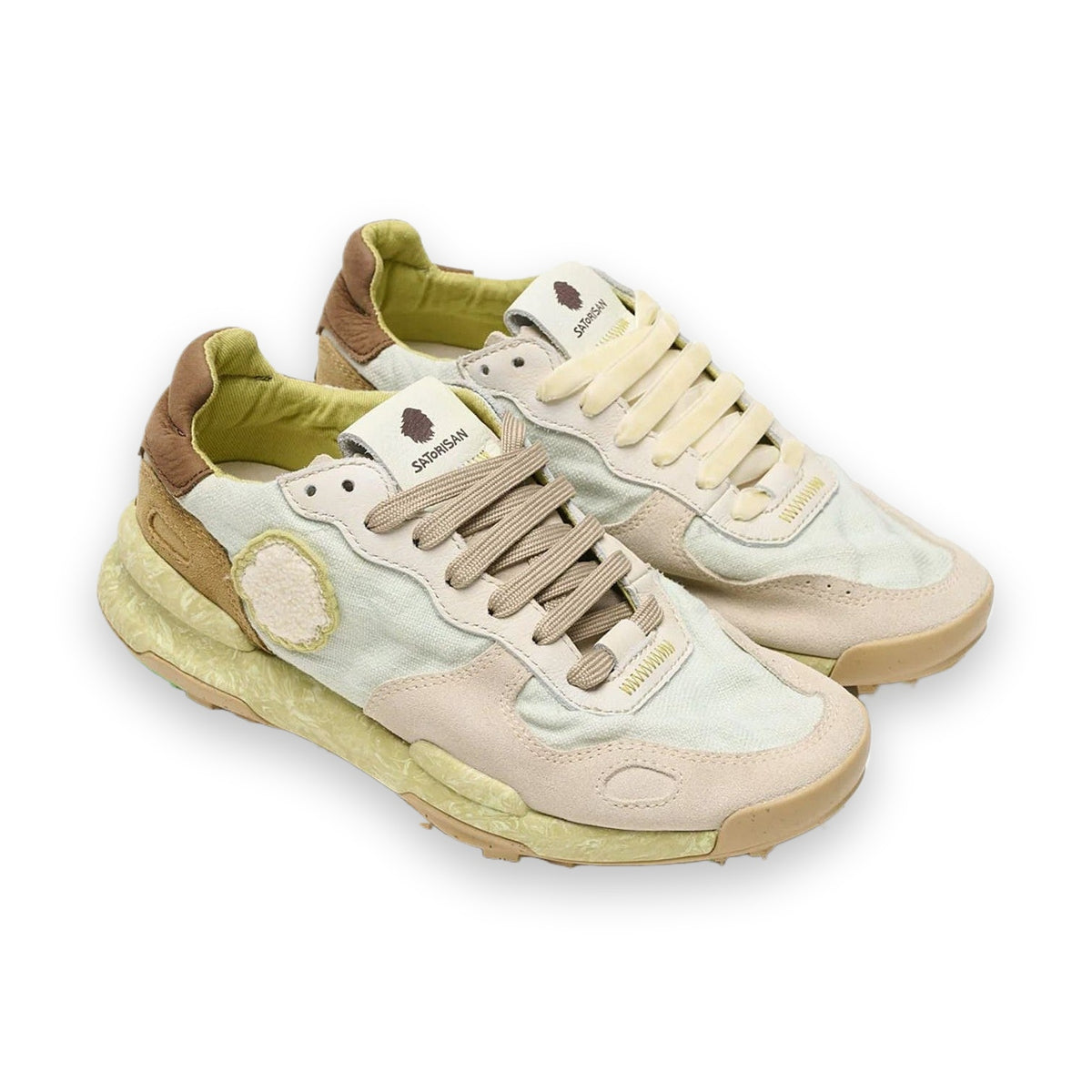 Satorisan Chacrona Linen sneaker unisex in lino e pelle — vista dall'alto
