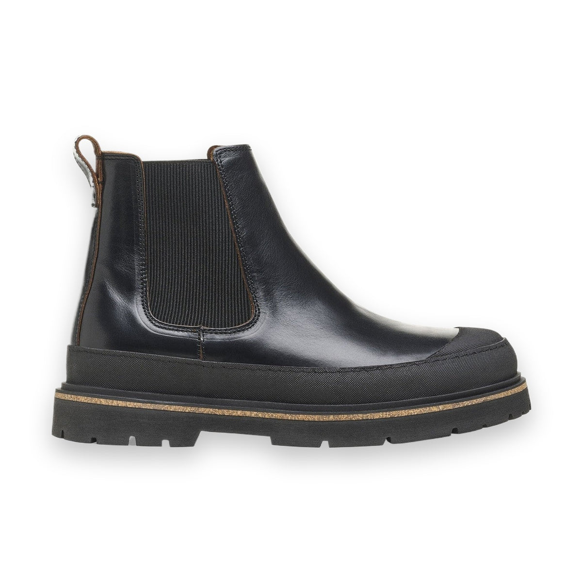 Stivaletto Birkenstock Prescott Slip On uomo in pelle naturale goffrata con parafango vista laterale