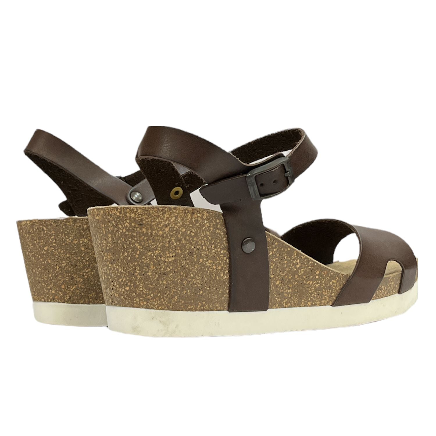 CH09 Sandalo a fascia larga con cinturino regolabile e zeppa da donna NATUNED plantare in lattice anatomico comfort
