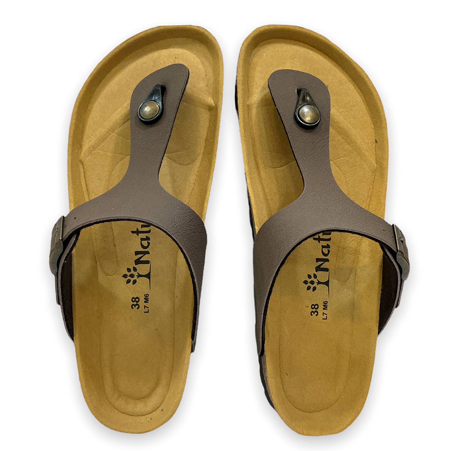 CH08 MICROFASER - Sandalo infradito con cinturino regolabile da donna e da uomo NATUNED plantare in lattice anatomico comfort