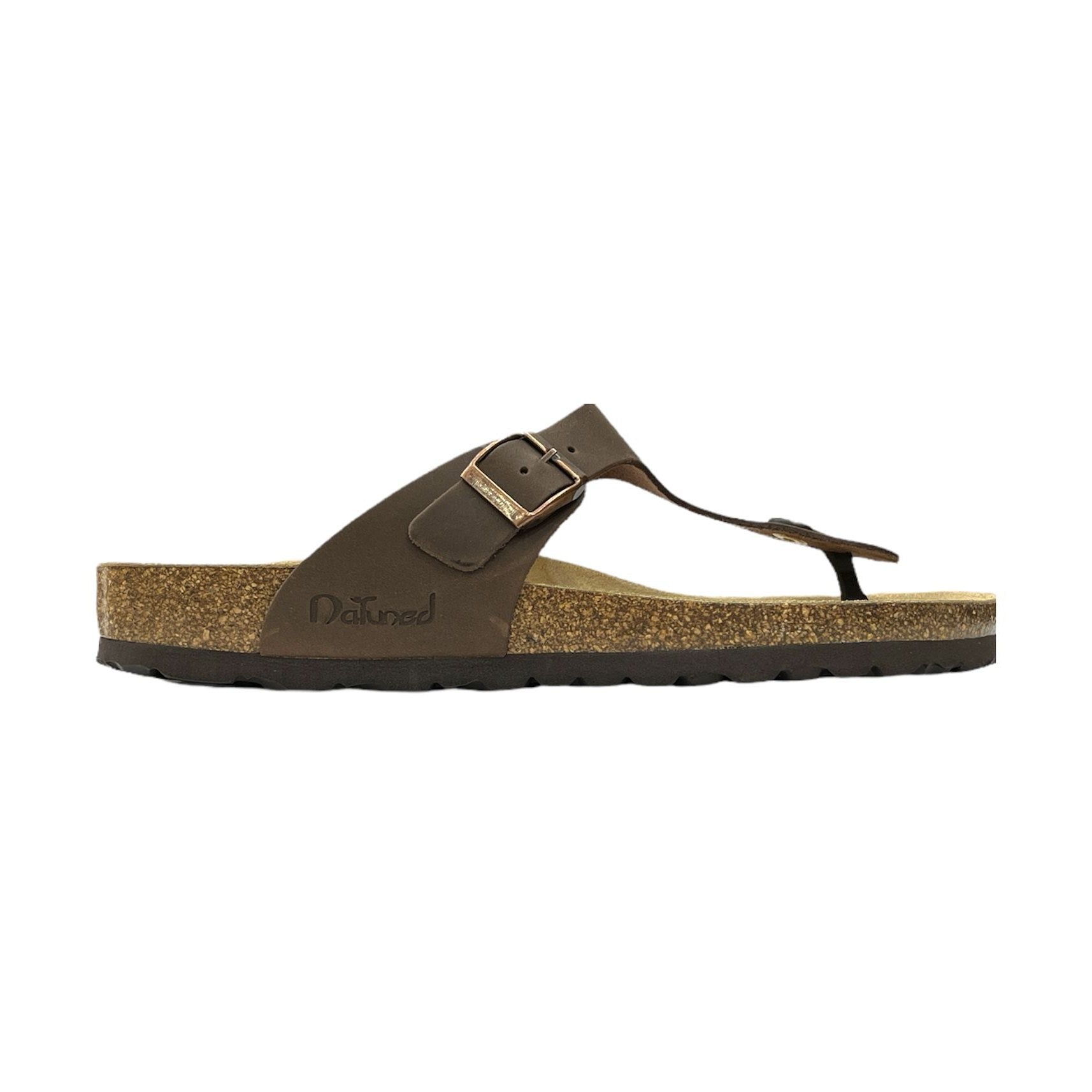 CH08 CUOIO Sandalo infradito con cinturino regolabile da donna e da uomo NATUNED plantare in lattice anatomico comfort