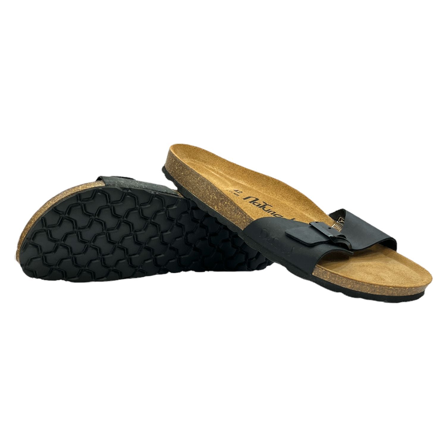 CH17-CUOIO Sandalo a fascia larga da donna e da uomo NATUNED con fibbia regolabile plantare in lattice anatomico comfort