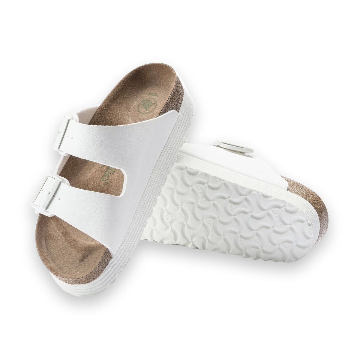 Birkenstock Arizona Papillio Flex Platform donna bianchi con plantare anatomico e suola scanalata
