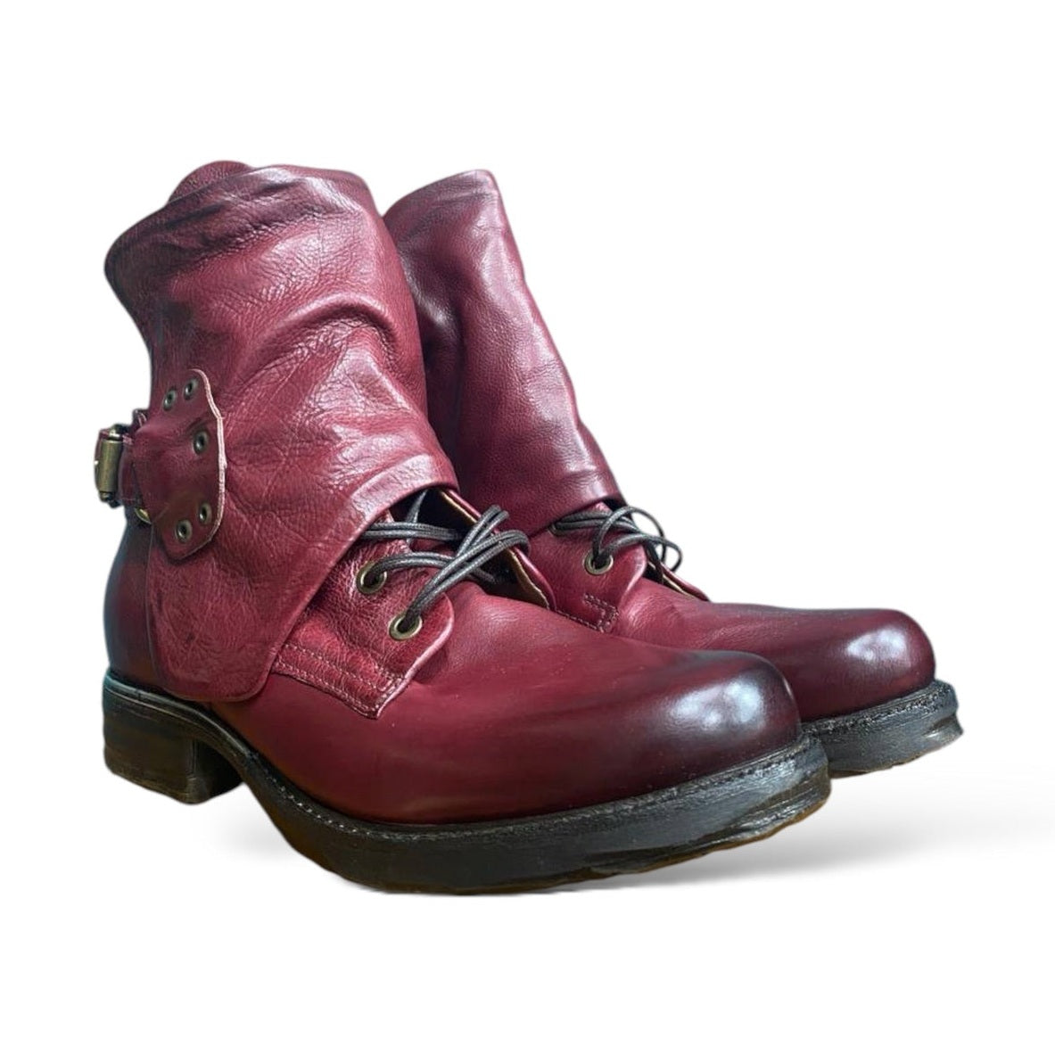 A.S.98 717204 Donna Stivaletto In Pelle Artigianale Vintage