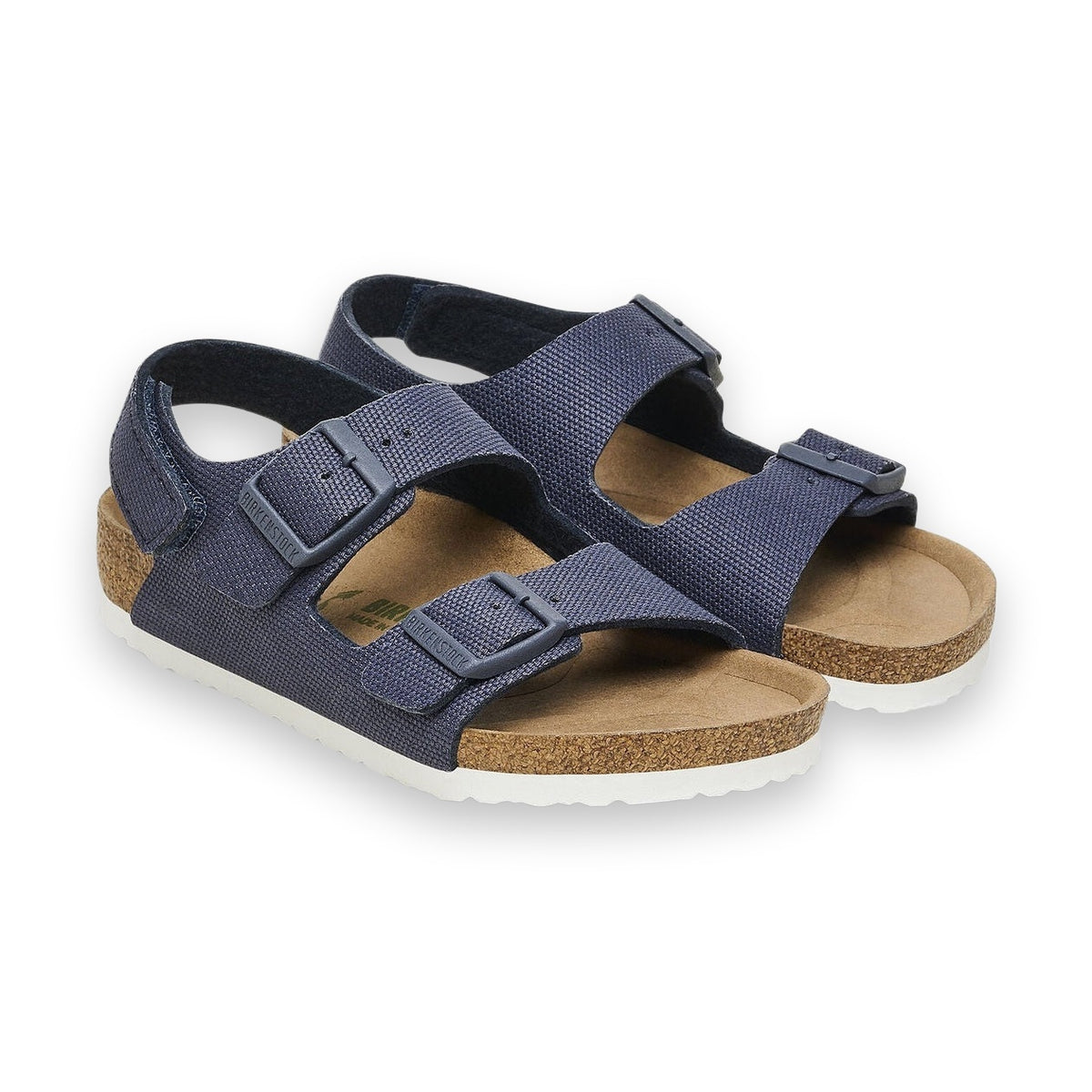 Birkenstock Milano Kids bambino vista angolata cinturino tallone e fasce frontali