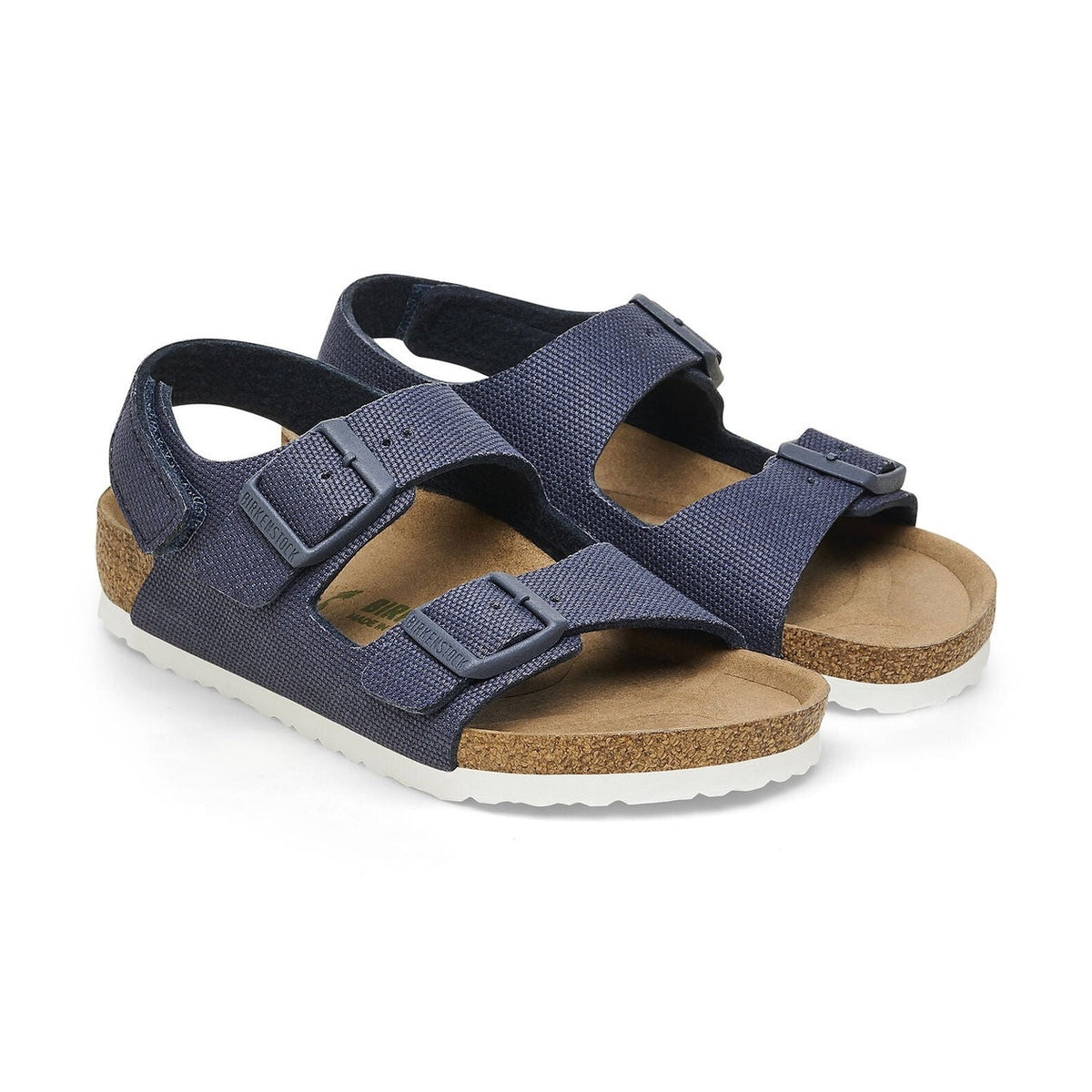Birkenstock Milano Kids bambino vista angolata cinturino tallone e fasce frontali
