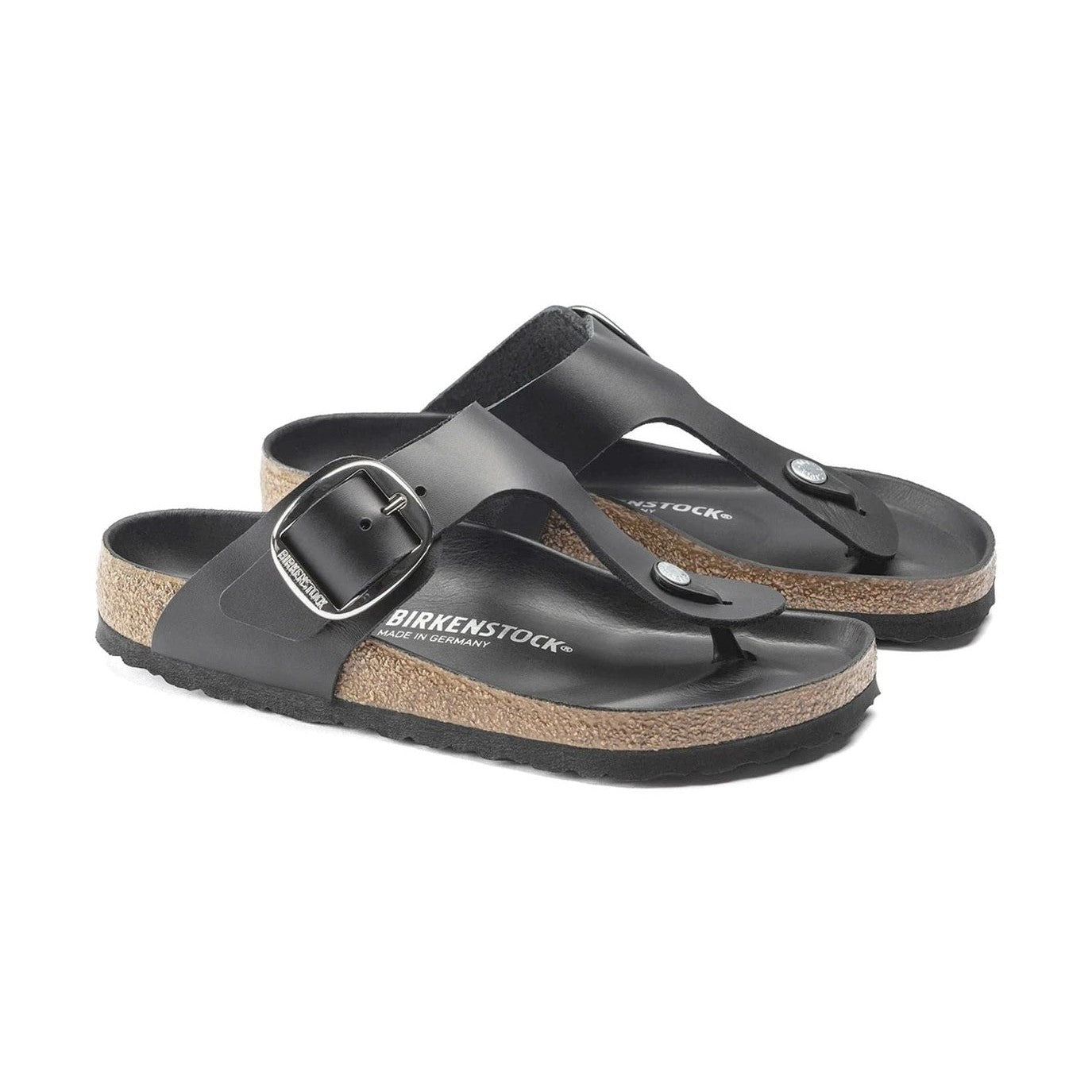 Maxi fibbia ad ardiglione in metallo su cinturino pelle oliata Birkenstock Gizeh Big Buckle