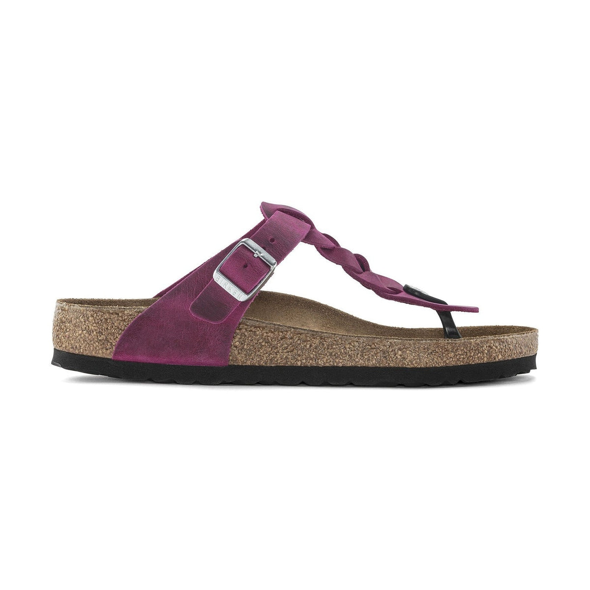Texture intrecciata artigianale su pelle nabuk oliata Birkenstock Gizeh Braided