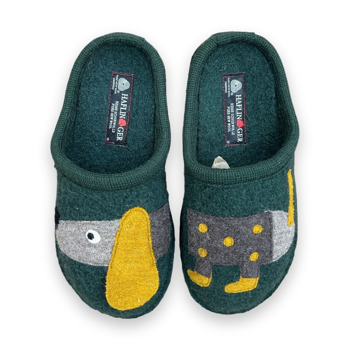 Haflinger Theo sabot unisex in lana cotta — dettaglio tomaia