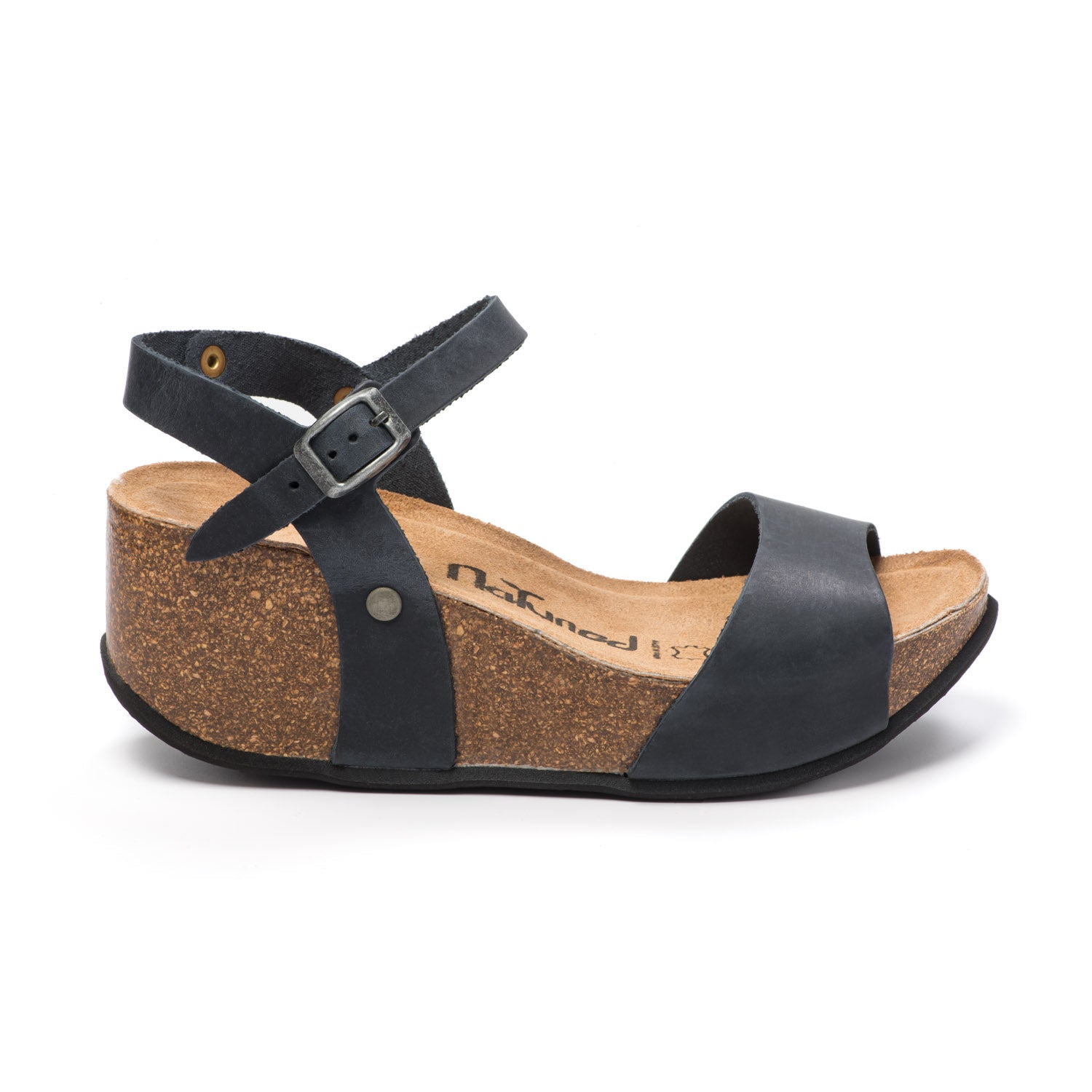 CH10 - NATUNED Sandalo a fascia larga con cinturino regolabile e zeppa da donna plantare in lattice anatomico comfort