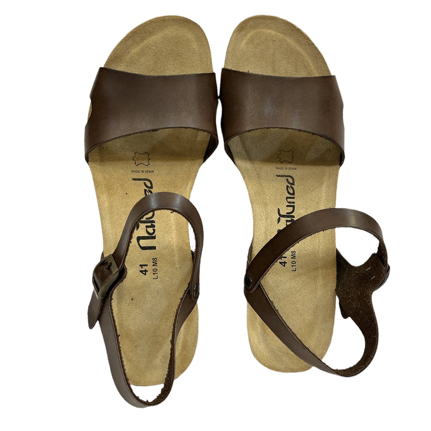 CH09 Sandalo a fascia larga con cinturino regolabile e zeppa da donna NATUNED plantare in lattice anatomico comfort