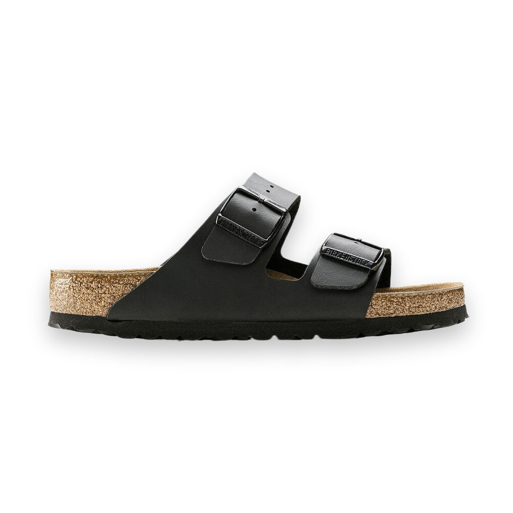 Sandalo Birkenstock Arizona unisex in Birko-Flor con plantare morbido Soft Footbed vista laterale