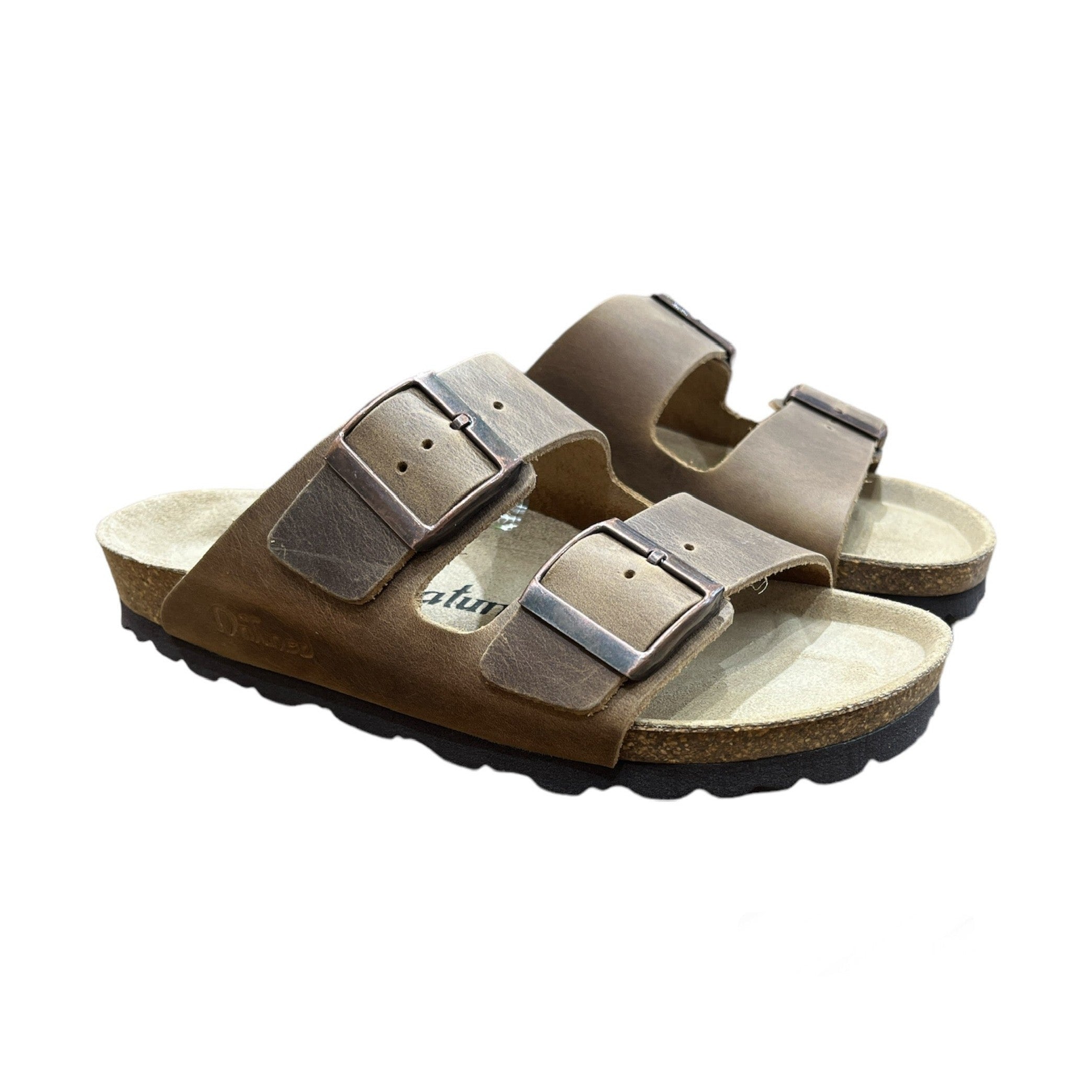 CH05 CUOIO - Sandalo a due fasce in pelle con cinturino regolabile da donna e da uomo NATUNED
