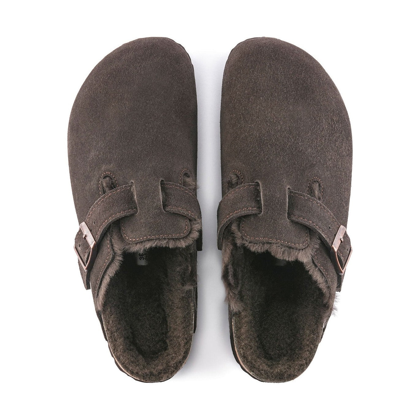 Birkenstock Boston Shearling sabot unisex marrone scuro vista dall’alto