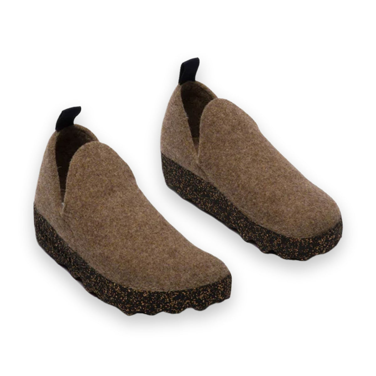 Asportuguesas City scarpa slip-on unisex in feltro di lana — vista posteriore calzata al piede