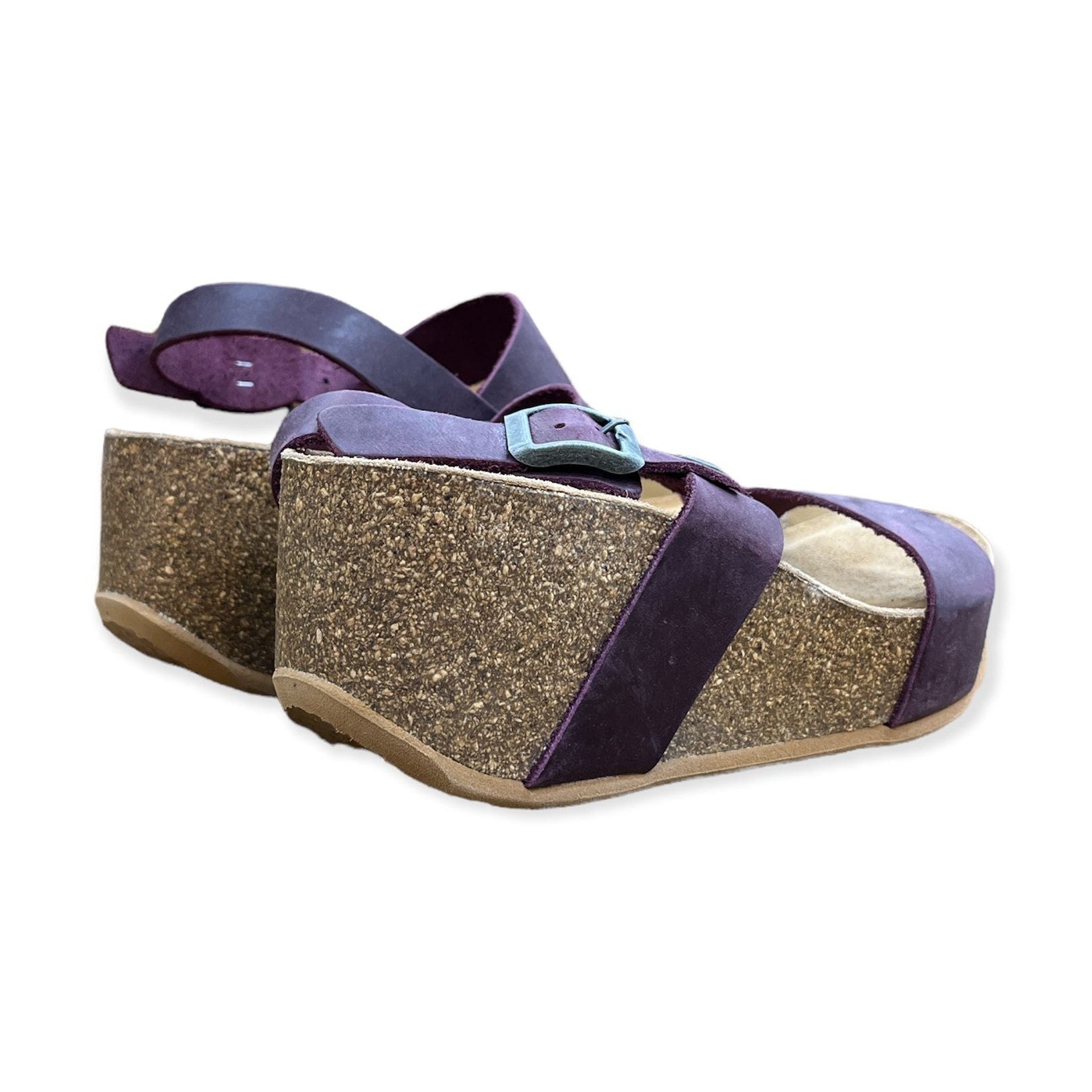 CH22 - Sandalo a fasce con cinturini regolabili e zeppa da donna NATUNED plantare in lattice anatomico comfort