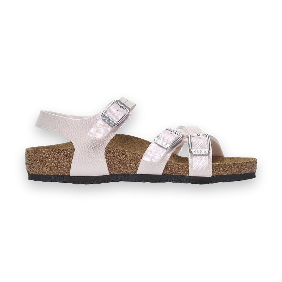 Sandalo Birkenstock Kumba Kids bambino in Birko-Flor con cinturini incrociati e cinturino caviglia vista laterale