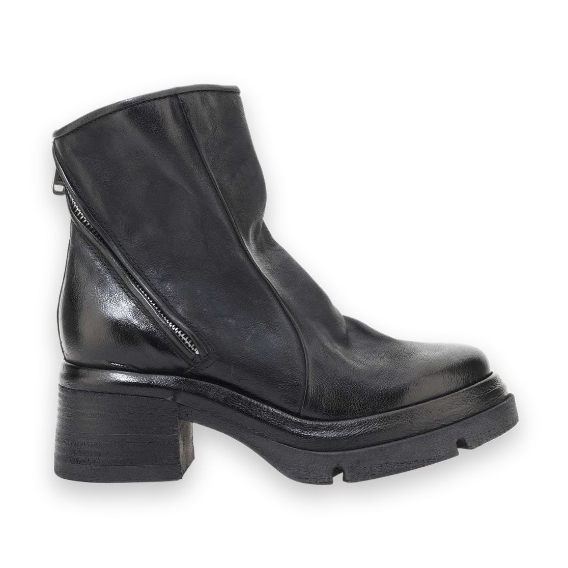 A.S.98 A89208 stivaletto donna in pelle morbida con zip vista frontale