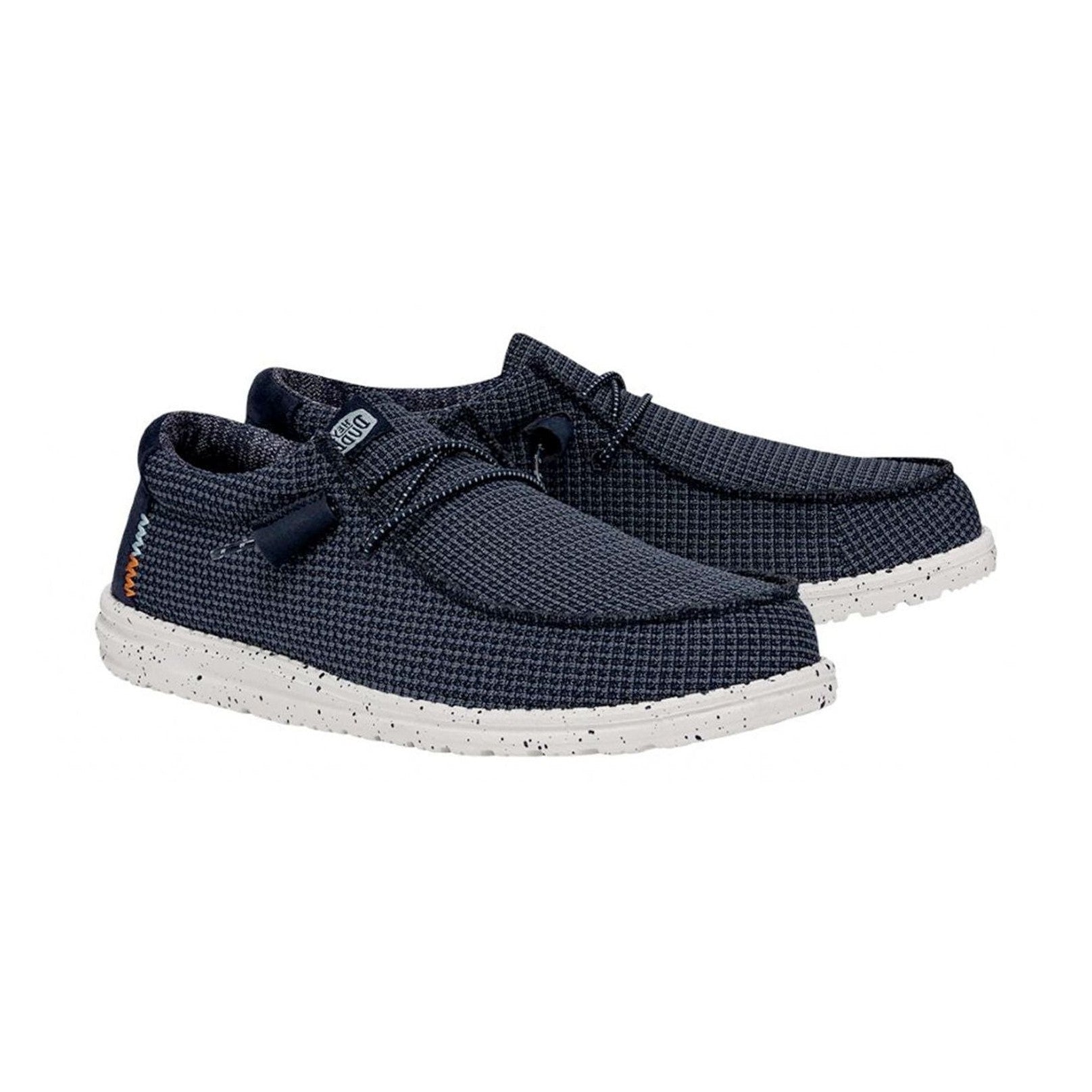 Mocassini da uomo HeyDude Wally Sport Mesh in tessuto tecnico blu navy.