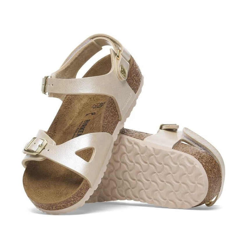 Birkenstock Rio HL Kids bambina vista angolata design sportivo metallizzato