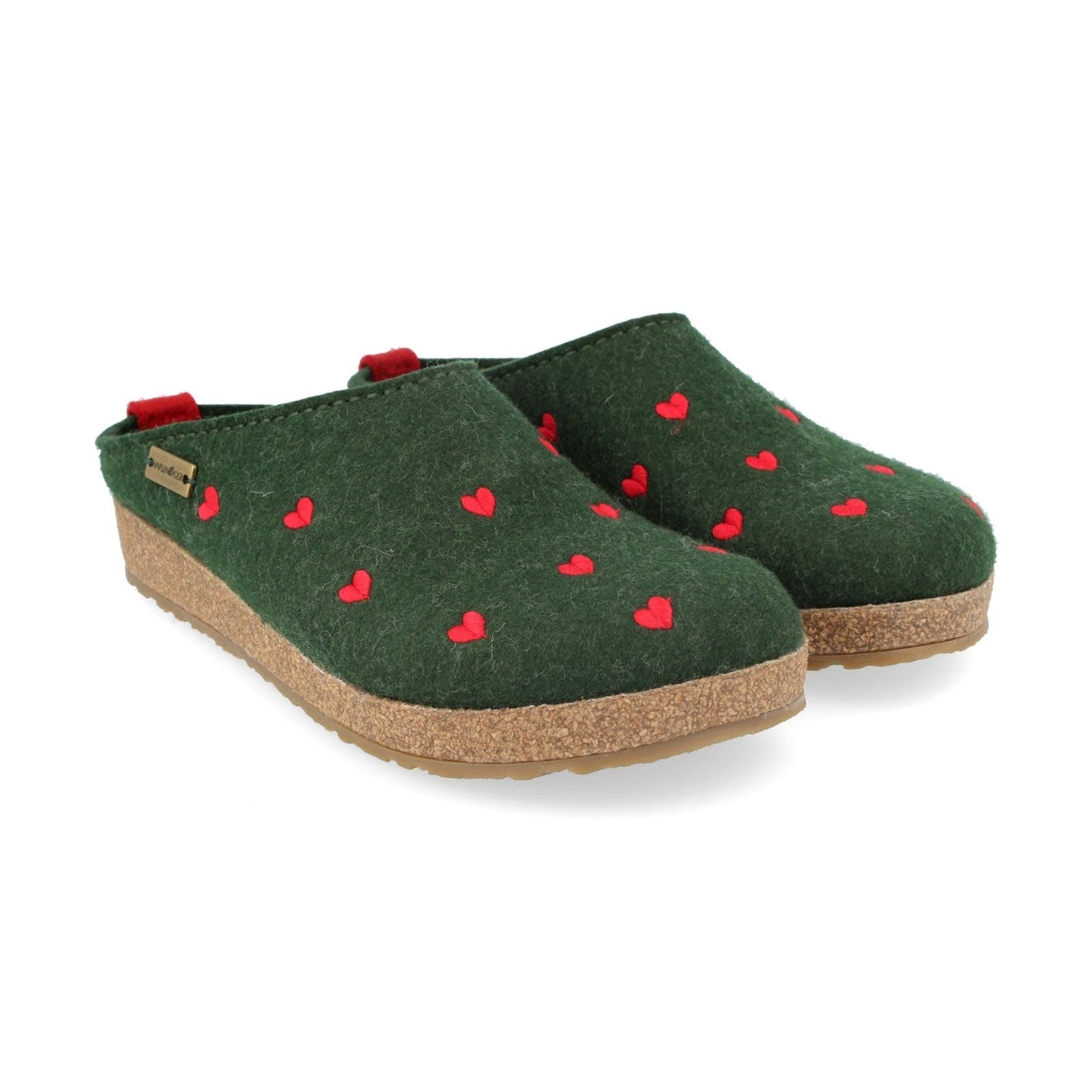 Haflinger Cuoricini Donna Sabot In Feltro Lana Cotta
