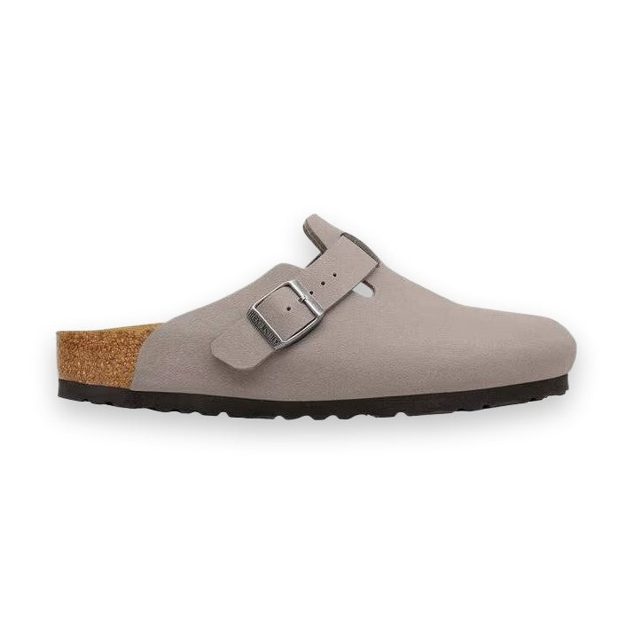 Sabot Birkenstock Boston TEX unisex impermeabile in Birko-Flor Nubuck con fibbia laterale vista laterale