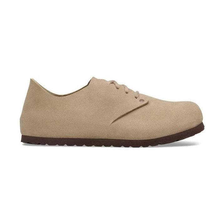 Scarpa Birkenstock Maine unisex stringata in pelle scamosciata morbida con lacci vista laterale